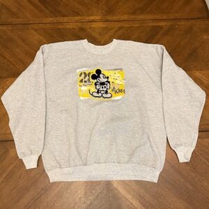 Disney Mickey Mouse Graphic Sweatshirt Heather Gray Crew Neck Pullover XL